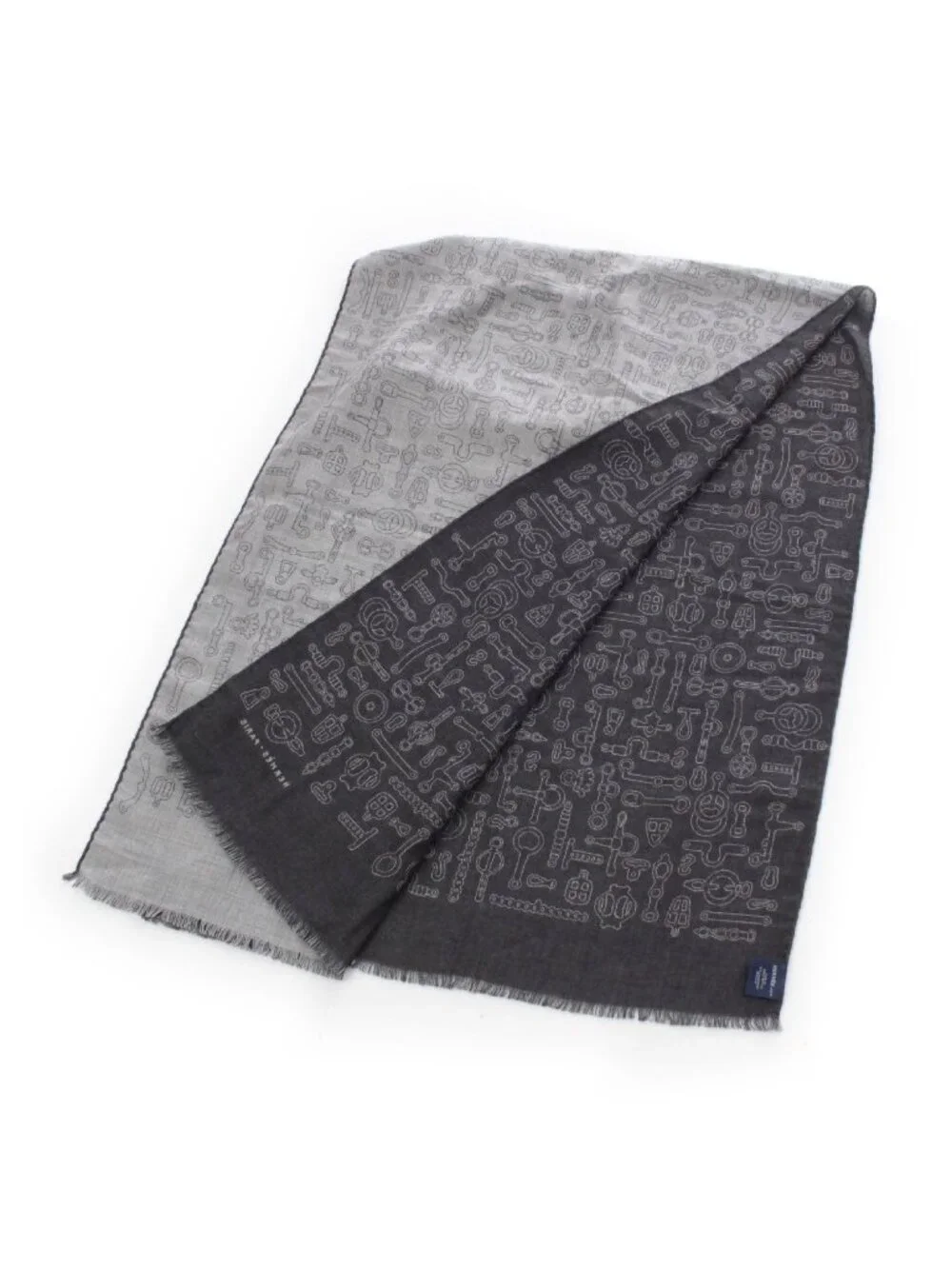 Hermes Cashmere Silk Horse Tack Pattern Large Shawl Scarf Gray - Picture 2 of 10